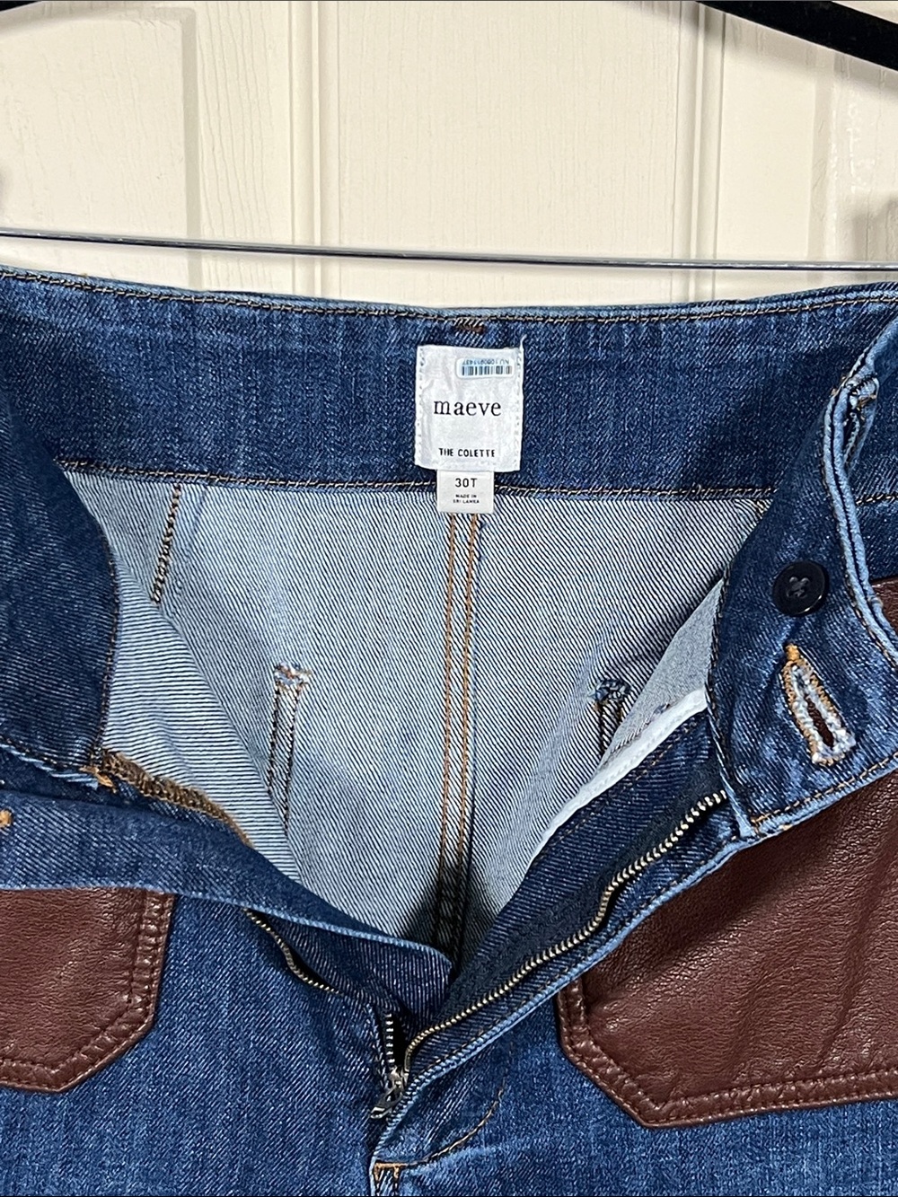 Anthropologie Maeve The Colette Vegan Leather Pocket Cropped Jeans, - Picture 6 of 7